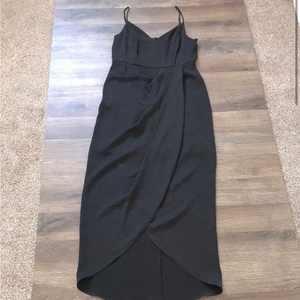 Express Black spaghetti strap slit dress NWT